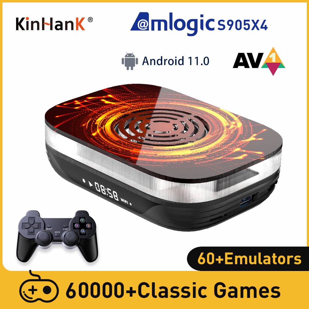 KINHANK Amlogic S905X4 Ʈ   ܼ,  ܼ X4 ÷ 90000 , 60  ̻ ķ MAME, ̵, DC 4K HD TVBox